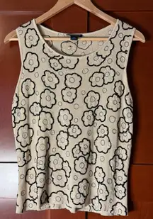 Vintage Ann Taylor Cream Beaded Silk Tank Sweater