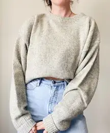 Eddie Bauer Vintage Chunky Long Sleeve Grey/Cream Wool Sweater M