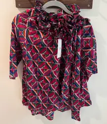 NWT Never A Wallflower Geometric Neck Tie Blouse XS