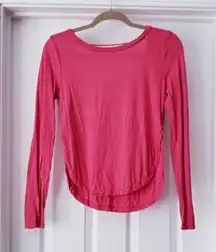 Splendid Pink Backless Split Side Long Sleeve Tee