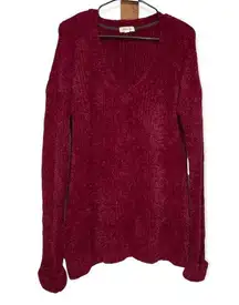 Urban Outfitters  Taylor & Sage Burgundy Red Fuzzy Chenille Long Sleeve Sweater