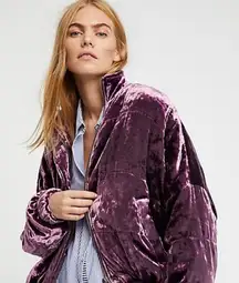 Free People Purple Velvet Bomber Jacket Size XS