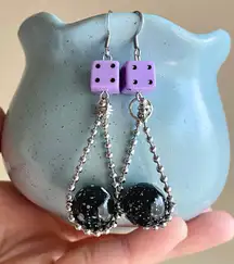 Handmade y2k Kawaii funky grunge style dice & ball unique dangle earrings 🎲🖤💕super fun to wear🎵✌️✨