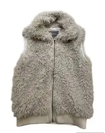 Women’s Johnston & Murphy Faux Fur‎ Furry Vest Beige Size M