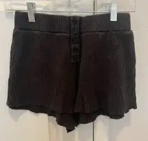 Charcoal Black Ribbed Shorts