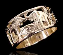 Laminated Gold  Elephant Ring luckyBand Cutout PalmTree Unique Statement‎ size 7