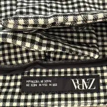 ZARA Black White Gingham Check Pull On Cropped Pants Women's M
