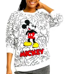 Disney 100 Mickey‎ Mouse Sketch Graphic Sweatshirt Women's Medium White