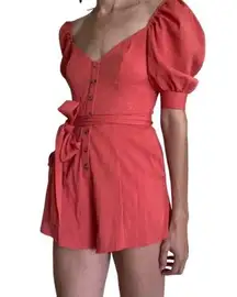 Privacy Please Orange Button Down Romper