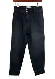 Something Navy Women’s Jeans Black Pleated Two-Button High Rise Size 4