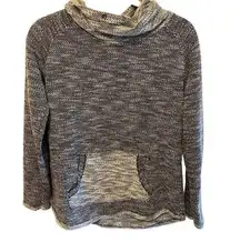 Kenzie Performance Black/White Pullover Long Sleeve Cowl Neck Knit Top Size S m