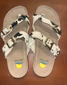 Cow Print Strap Sandals