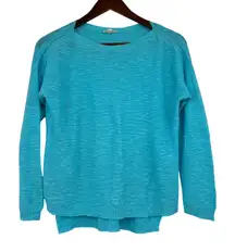 Eileen Fisher blue linen blend pullover knit lightweight sweater petite small
