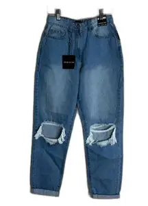 Parisian high rise distressed boyfriend denim jeans size 2