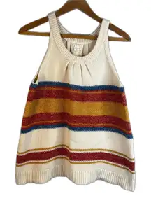 Caslon Retro 80s 90s Knit Colorful Striped Sleeveless Sweater Tank Size MD