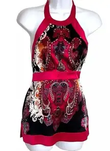 Bebe Silk Bandana Halter Top Blouse Y2K- Size XS