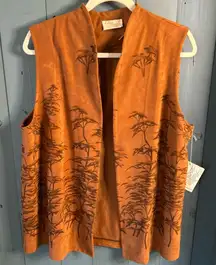 New Lilies of the Field by Sandra Burnt Orange Patterned Women's Vest | Size L