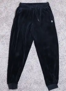 FILA Velour Jogger Pants Women's S Black Soft Stretch Lounge Athleisure