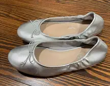 American Eagle Metallic Ballet Flats with Bow Accent Size 5