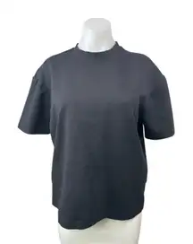 Zara Women's Black Short Sleeve Mock Neck Boxy Basic T Shirt Tee Top Size M