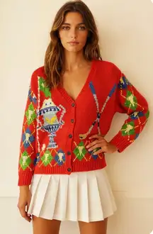 Rare Vintage Golf Trophy Sweater Soft Girl Coquette Cottage Core Hand Knit Med