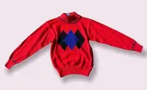 NWT Vintage 90s deadstock angora blend argyle turtleneck sweater
