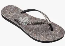 Havaianas Flip Flops Carnaval Black Sparkle Glitter Confetti