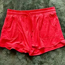 St Johns Bay Womens Sweat Shorts Red Elastic Waist Drawstring Mid Rise