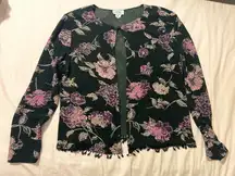 J.B.S. Women's Floral Cardigan - Black and Purple