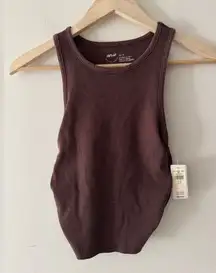NEW!! Aerie Brown High Neck Ribbed Tank Top