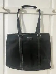 FINAL PRIce MAXX Black Nylon & Leather Tote / Shoulder Handbag