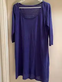 Eileen Fisher purple dress XS 100% linen scoop neck Beautiful versatile RARE HTF