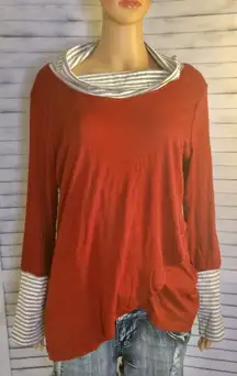 Red Long Sleeve Blouse 