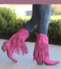 Liberty black lipstick fringe boots