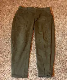 J Jill Denim Boyfriend Straight Leg Ankle Pants Olive Green Women's Size 16P