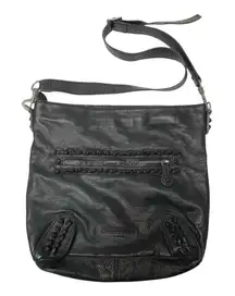 Liebeskind Berlin black leather hobo slouch crossbody purse with leather studs