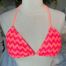 Colorful Coral Pink Textured Bikini Top