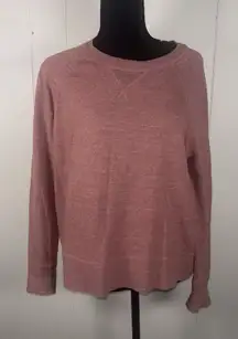 LL BEAN 517143 Mauve Organic Cotton Slub Sweater Raglan Large Petite