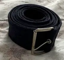 Michael Kors navy blue fabric canvas belt with silver buckle, size 64” preppy