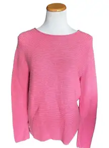 Womens Talbots Ribbed Button Detail Barbiecore Pink Sweater - Sz M