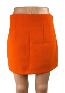 Zara Womens Orange High Rise Minimalist Mini Office Straight Pencil Skirt Size S