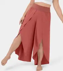 Halara Red High Waisted Palazzo Slit Wide Leg Breezy Pants Sz XL