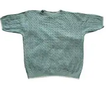 Womens Crewneck Knit Sweater Short Sleeve Alfred Dunner Size Large Vintage u Gre