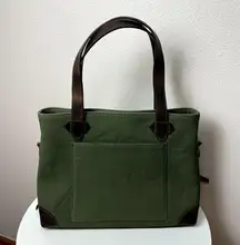 Versacarry Concel Carry Tote Olive Green Brown‎ Leather Trim 14.5"X10" Handbag