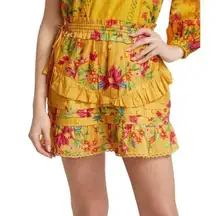 NWT! Farm Rio Flower Dream Ruffle Mini Skirt - Size Medium