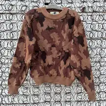 Vintage 80s Black Sheep Leader in the Field brown camo knit crewneck sweater