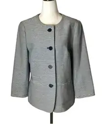 Talbots‎ Black And White Striped Button Down The Jackie Fit Coat Blazer Size 8