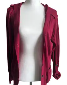 Relativity Women's Dark Red Long Sleeve Hooded Knit Cardigan - Size XL - NWT
