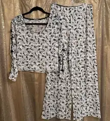 Free People Bali Winter Wonderland Sheer Lace Lounge Pajama Set Large NWOT