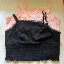 Torrid 2 Pack Lace‎ Cropped Square Neck Tank Tops Black Pink